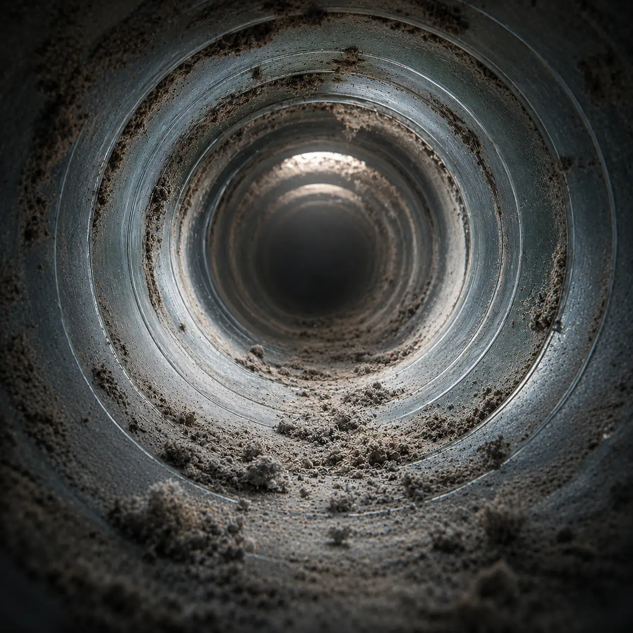 Inspection of contaminated air duct before restoration