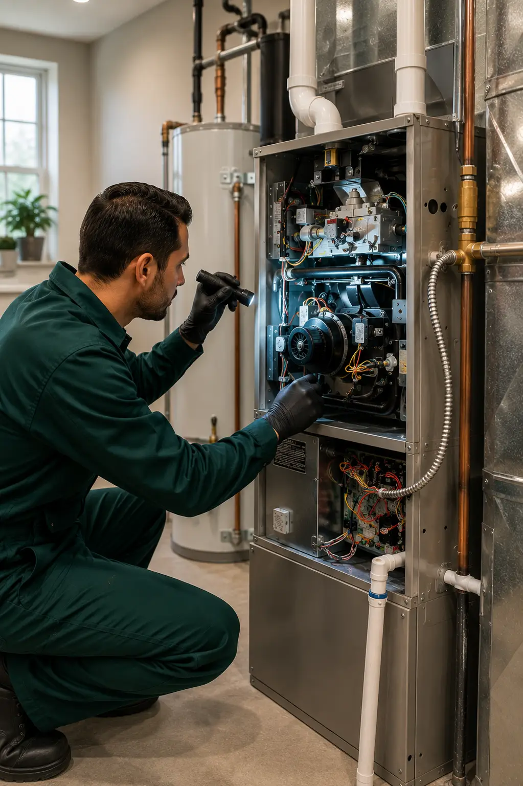 Professional cleaning of furnace burners and heat exchanger in Desoto TX