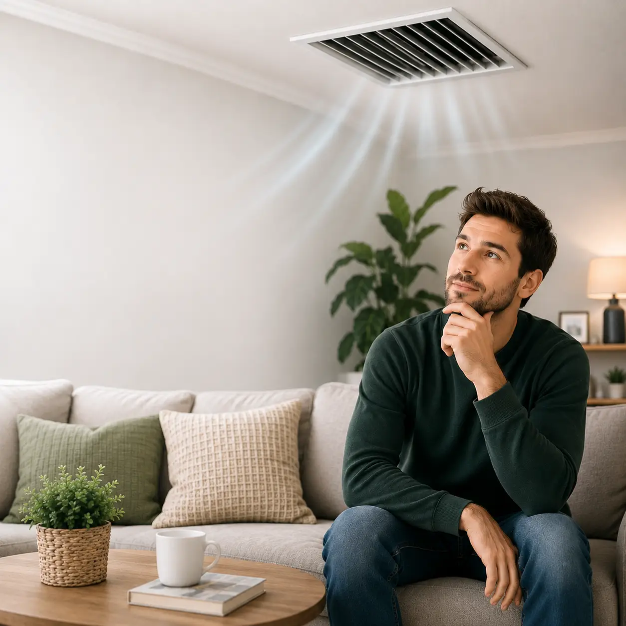 Customer reviewing frequently asked questions about air duct cleaning services