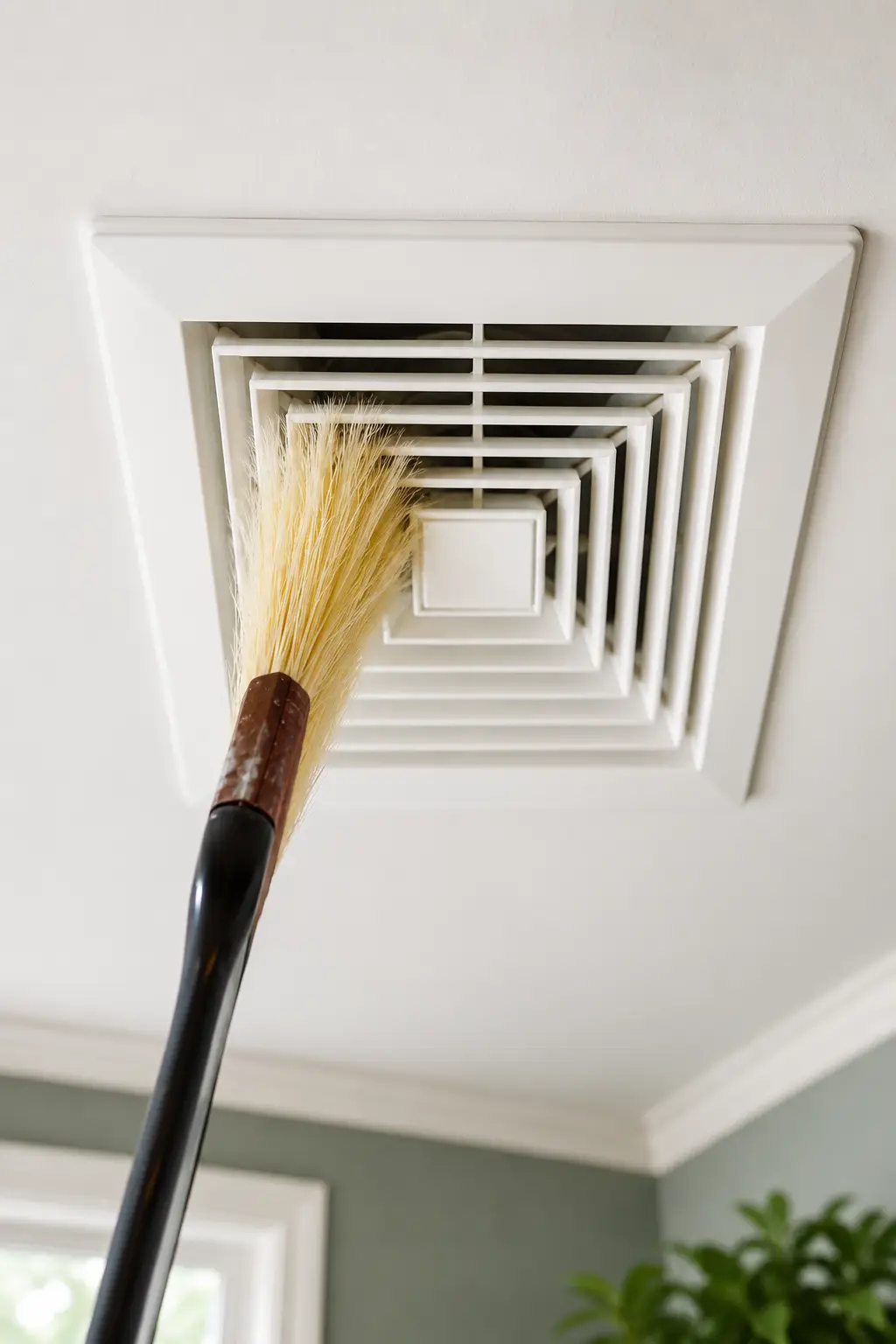 Professional brushes, HEPA vacuum and microfiber tools for air vent cleaning