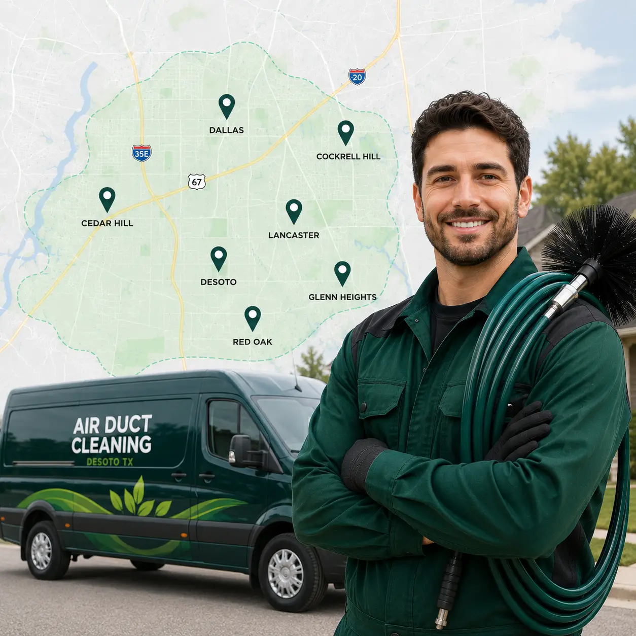 Professional air duct cleaning service areas throughout Desoto TX
